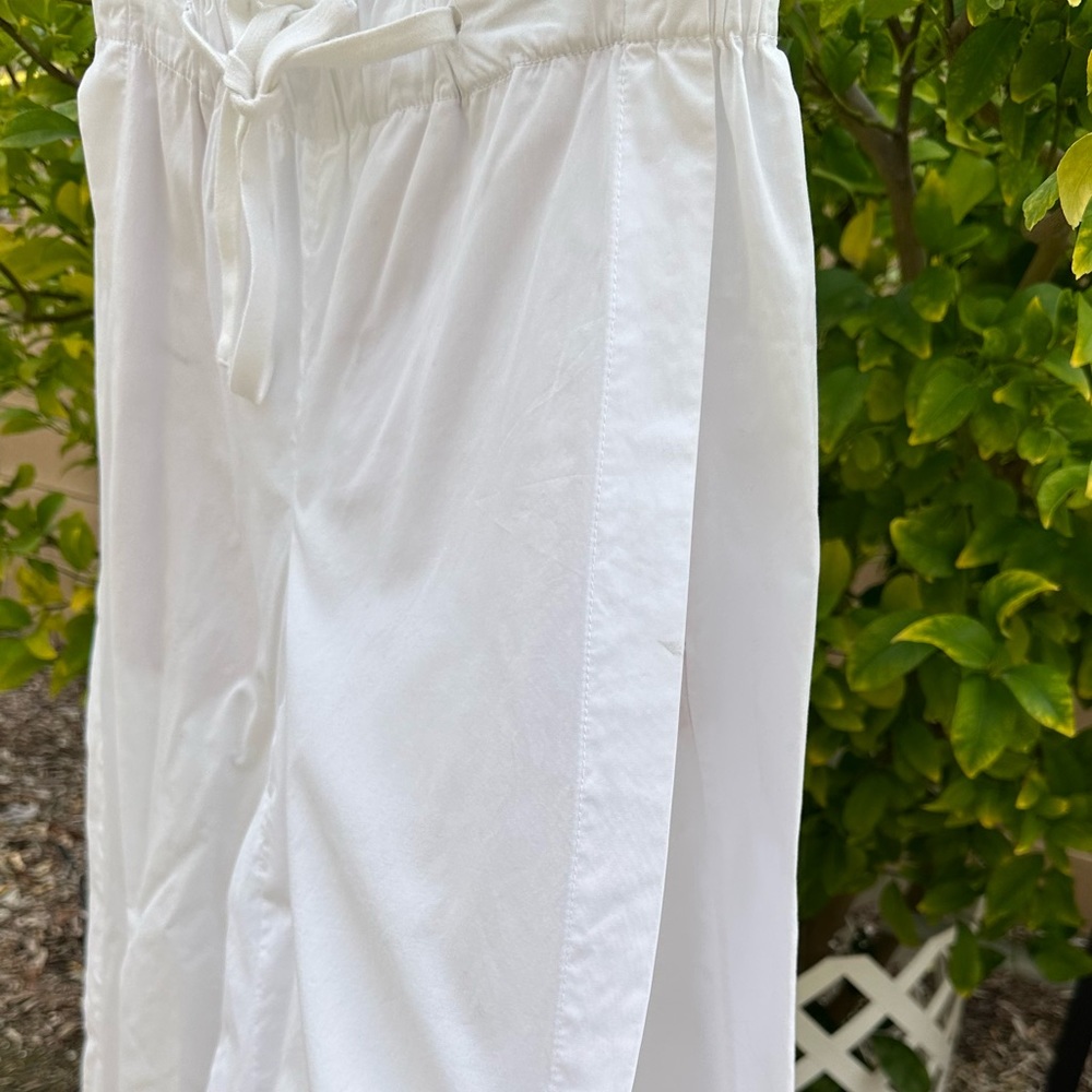 VINCE Wide Leg Cotton Pants Side-Slit Culottes in White Size- M/L - Picture 4 of 17